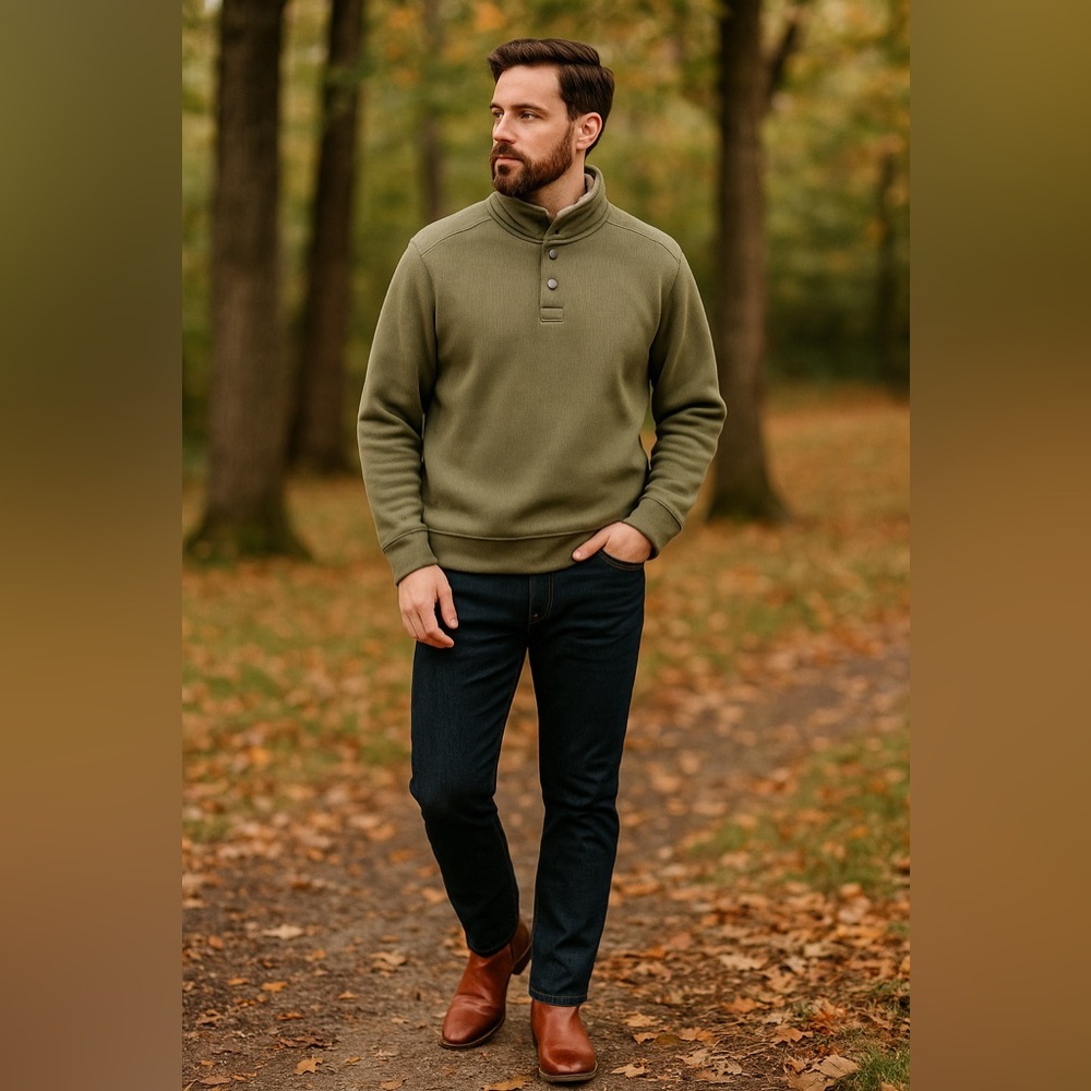 EUC Jeremiah & Sons Men’s Sherpa-Lined Snap Pullover – Sz XL (Olive Green)